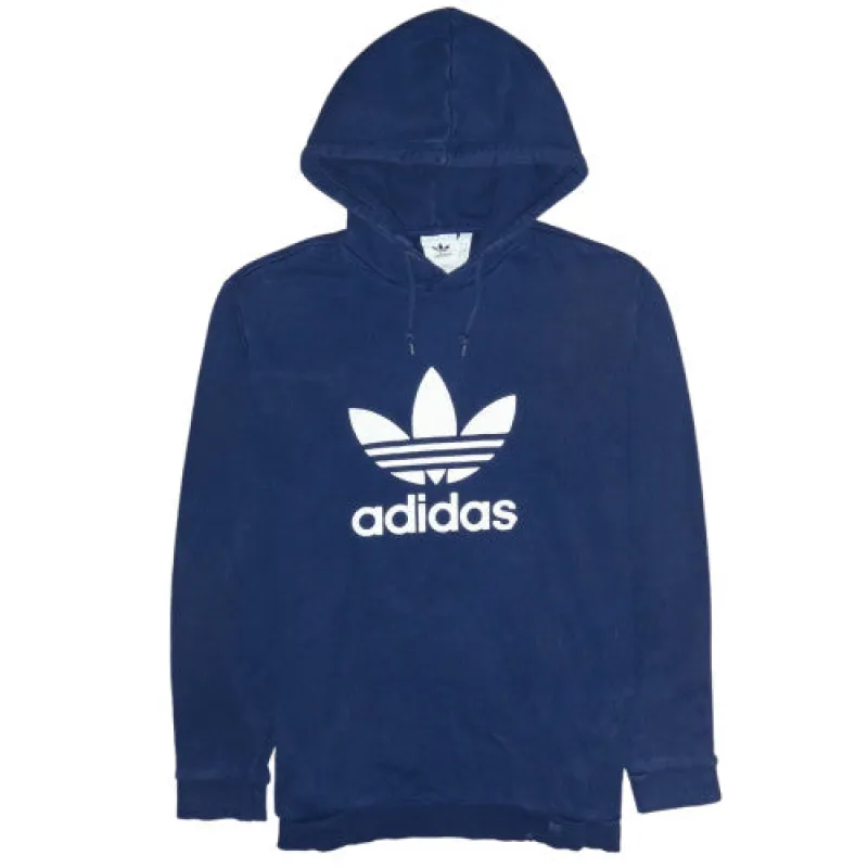 Adidas Men's Navy 90's Spellout Trefoil Hoodie Large Pullover sold by Vintage Club