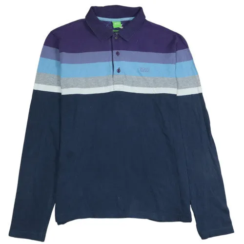 HUGO BOSS 90s Navy Multi Stripe Long Sleeve Polo Shirt Men's L sold by Vintage Club