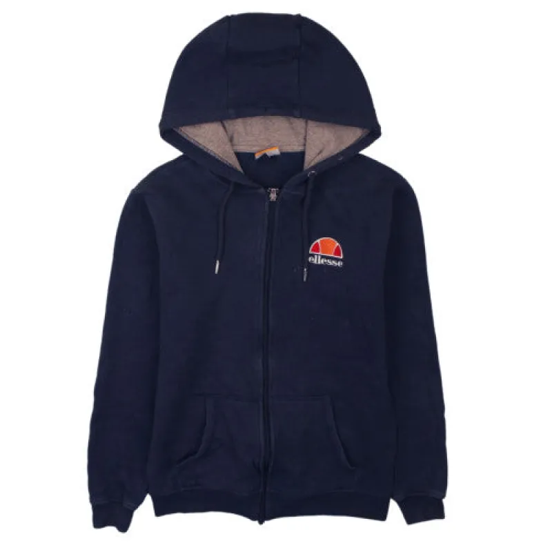 Ellesse Navy Blue Zip Hoodie Men's Small Embroidered Chest Logo Front Pockets Sweatshirt sold by Vintage Club