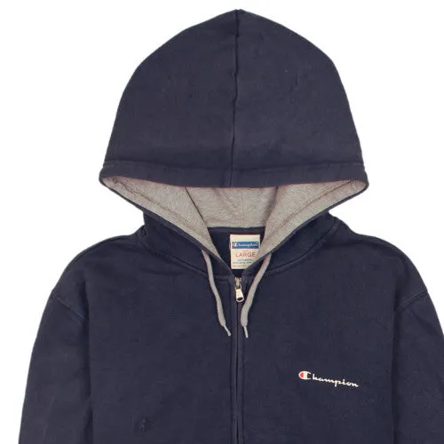 Champion 90's Navy Blue Full Zip Hoodie Large, Embroidered Logo sold by Vintage Club product image thumbnail 3