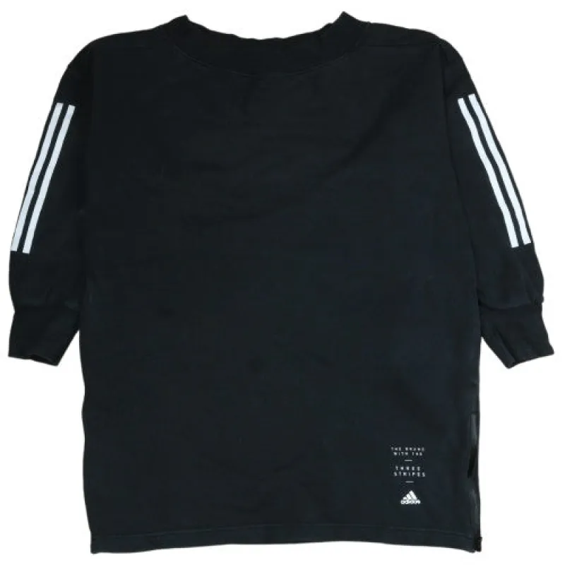 Adidas 90's Black Crew Neck Sweatshirt Small Longline 3 Stripe sold by Vintage Club