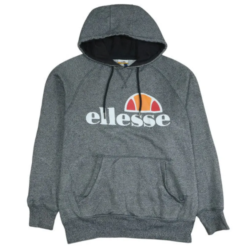 Ellesse Dark Grey Hoodie Men's Medium Printed Logo Front Pocket Pullover Sweatshirt sold by Vintage Club