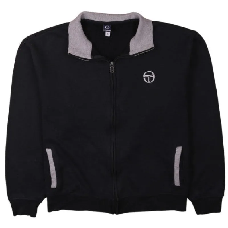 Sergio Tacchini Black Full Zip Sweatshirt Men’s XLarge Embroidered Logo Contrast Collar Fleece Top sold by Vintage Club