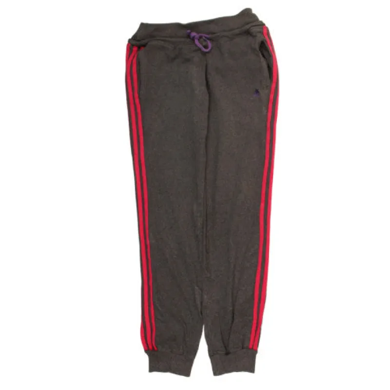 Adidas Dark Grey Joggers Women’s Small Pink Triple Stripe Cuffed Sweatpants sold by Vintage Club