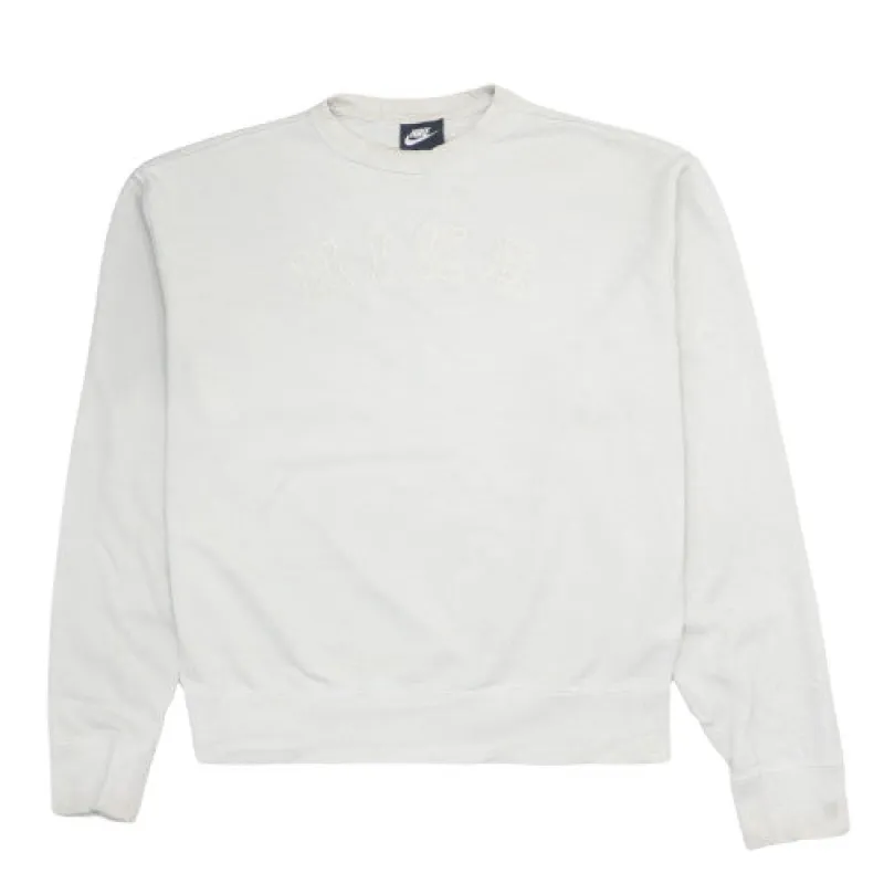Nike Cream Sweatshirt Men's Small Embroidered Arch Logo Crewneck Pullover Fleece Top sold by Vintage Club