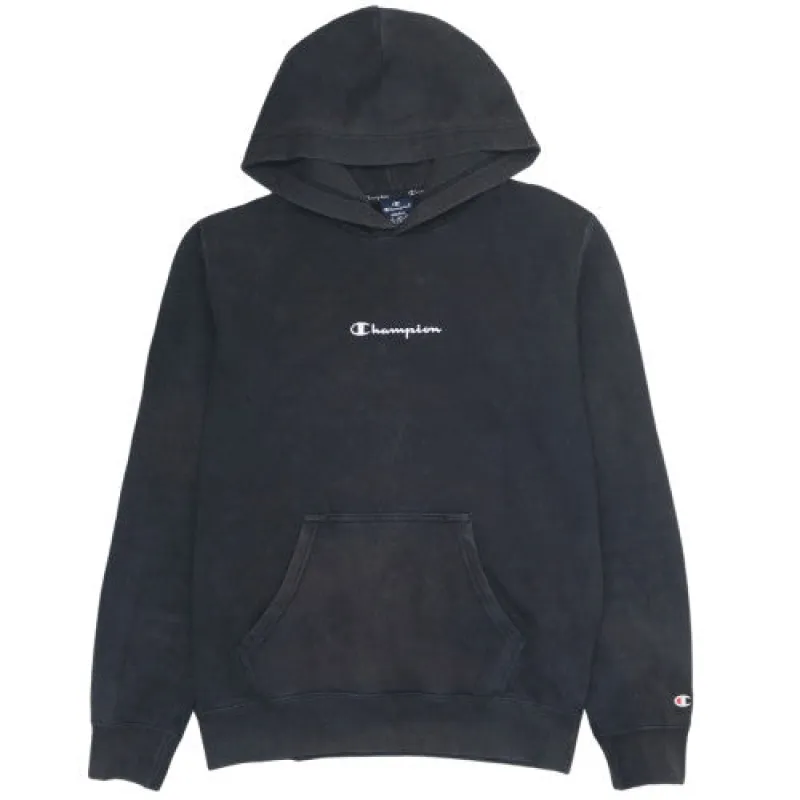 Champion Vintage Black Pullover Hoodie Small Size with Embroidered Logo sold by Vintage Club