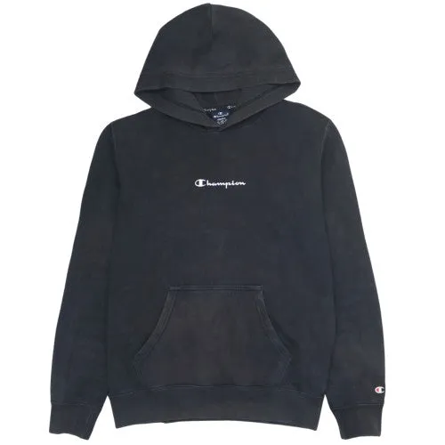 Champion Vintage Black Pullover Hoodie Small Size with Embroidered Logo sold by Vintage Club