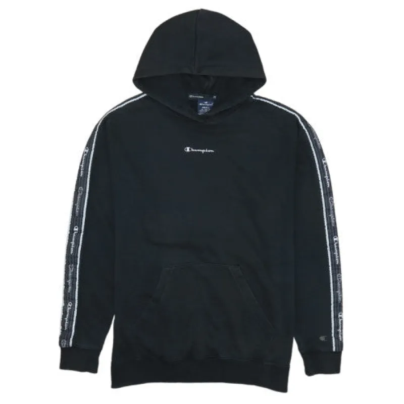 Champion 90s Black Small Pullover Hoodie Logo Taped Sleeves sold by Vintage Club