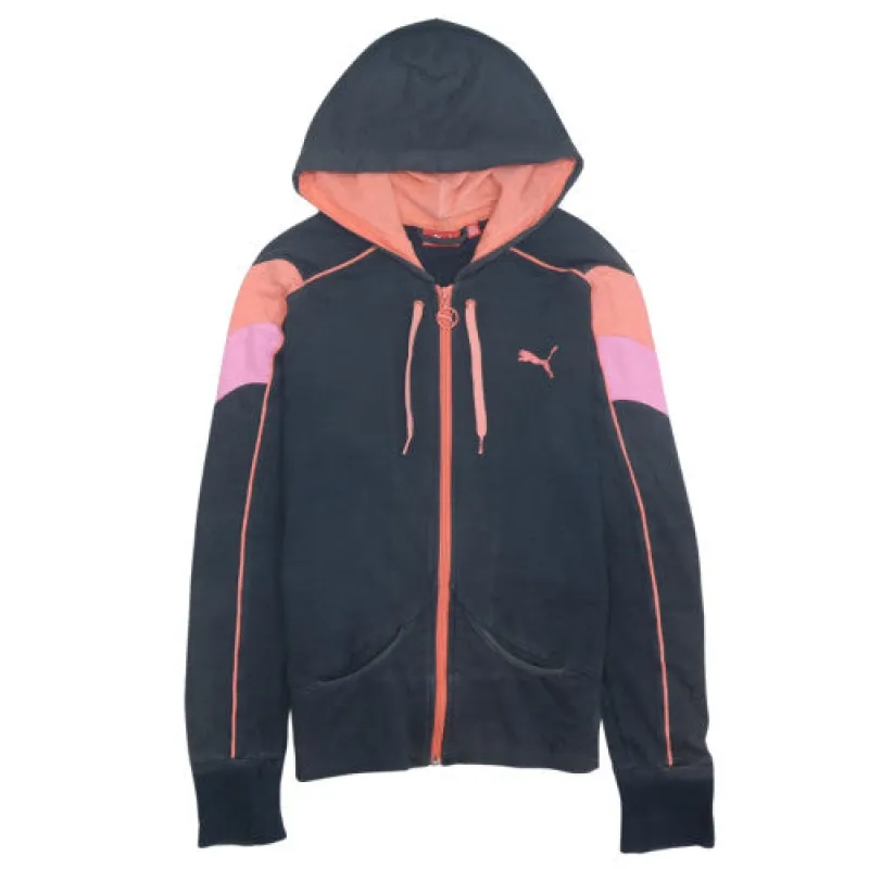 Puma 90's Women's Black Full Zip Hoodie Large w/ Embroidered Logo made by Puma
