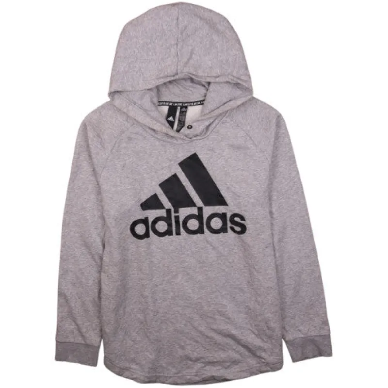 Adidas Grey 90's Spellout Logo Pullover Hoodie Women’s Large sold by Vintage Club