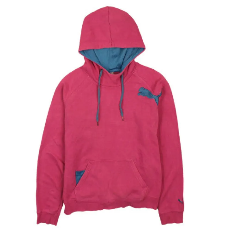 Puma Pink Drawstring Pullover Hoodie Medium 90s Vintage Style sold by Vintage Club