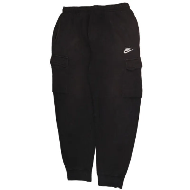 Nike Black Cargo Joggers Men’s Medium Embroidered Swoosh Elastic Waist Cuffed Sweatpants sold by Vintage Club