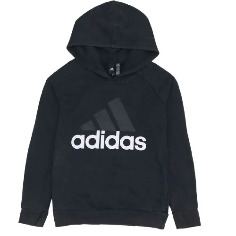 Adidas Black Hoodie Women’s Medium Printed Big Logo Pullover Fleece Sweatshirt sold by Vintage Club