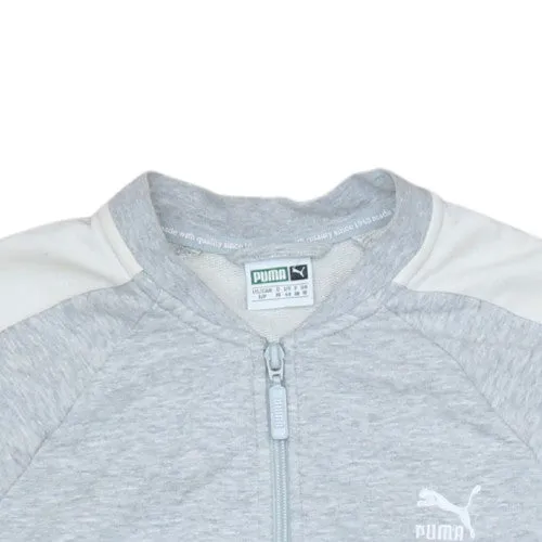 Puma Light Grey Track Jacket Women's Small Zip Front White Sleeve Stripes Embroidered Logo Outerwear sold by Vintage Club product image thumbnail 3