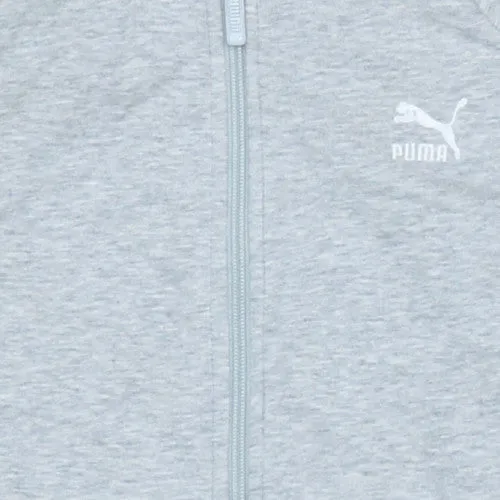 Puma Light Grey Track Jacket Women's Small Zip Front White Sleeve Stripes Embroidered Logo Outerwear sold by Vintage Club product image thumbnail 4