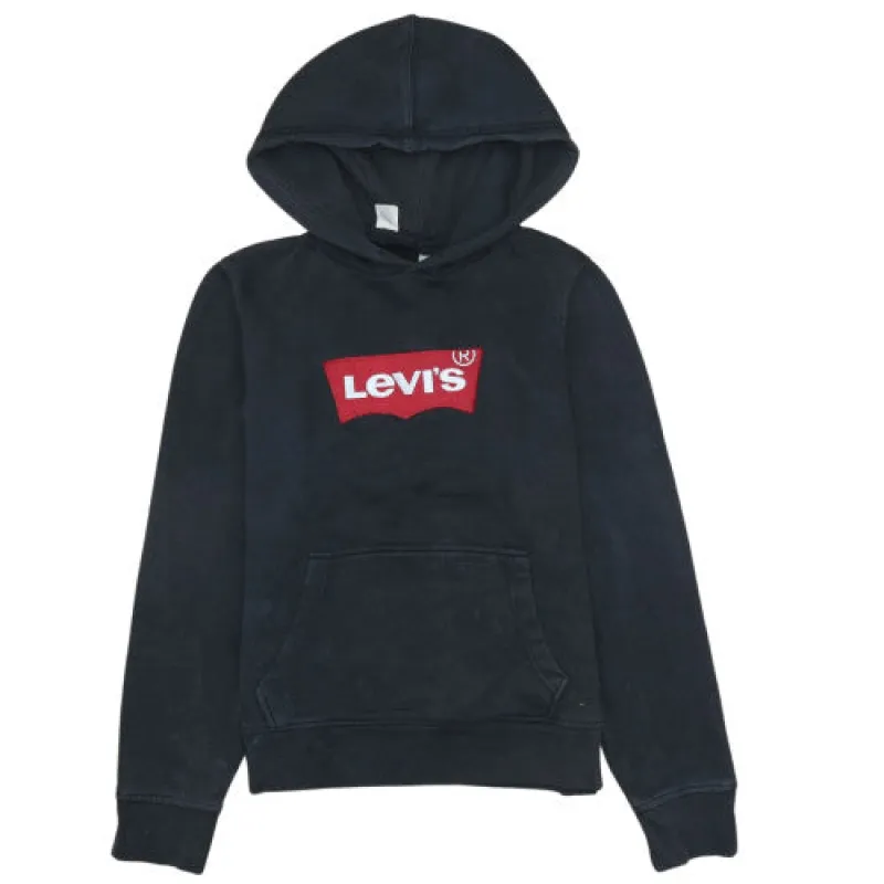 Levi's 90's Small Black Pullover Hoodie Mens Embroidered Logo Top made by Levi's