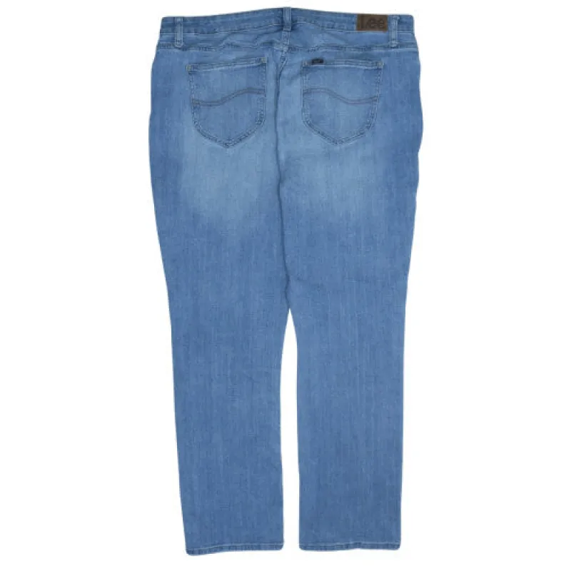Lee Light Blue Jeans Men's 40 Regular Fit Straight Leg Mid Rise Denim Trousers made by Lee