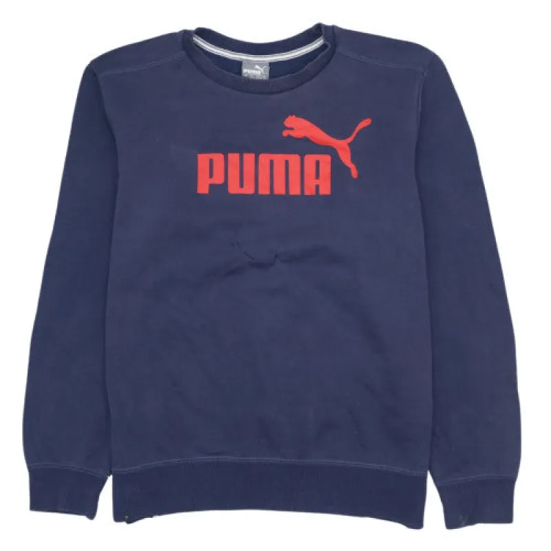 Puma 90's Navy Blue Spellout Logo Crewneck Sweatshirt Medium made by Puma
