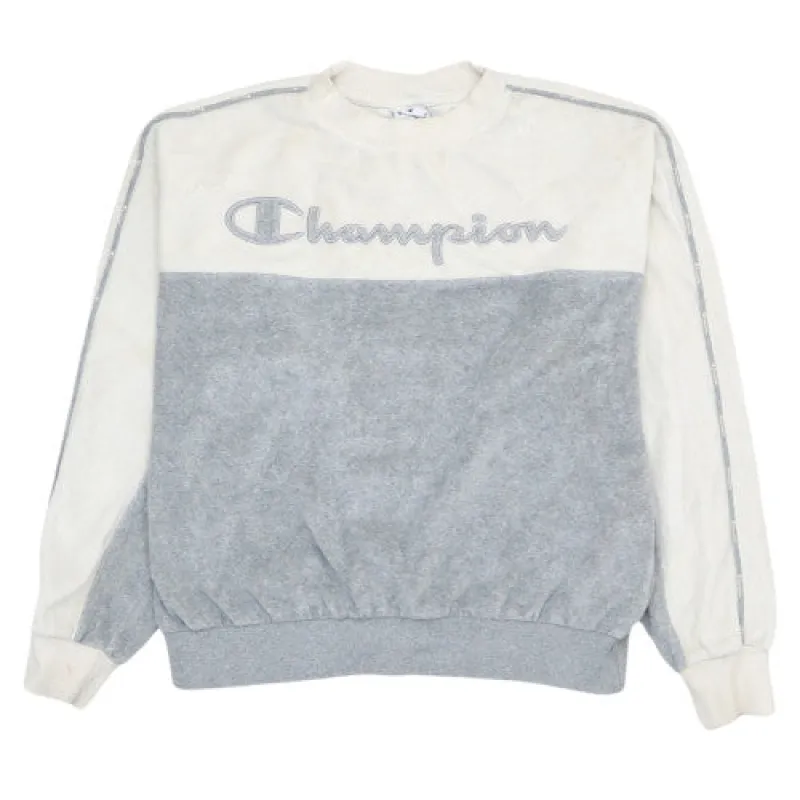Champion 90's Vintage Grey Spellout Crew Neck Sweater Small made by Champion