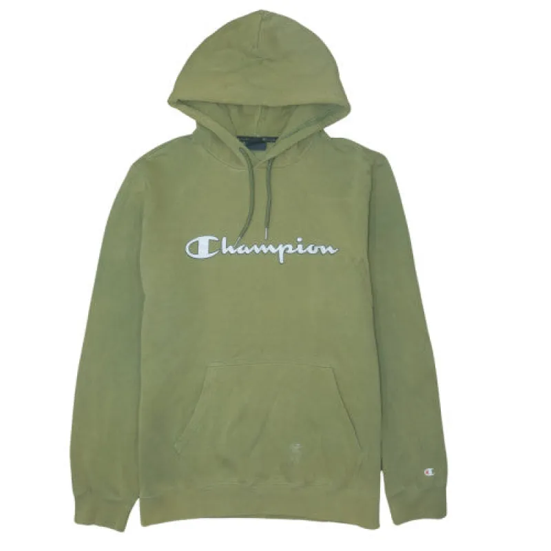 Champion 90's Olive Green Spellout Hoodie XLarge Vintage Logo Sweatshirt sold by Vintage Club