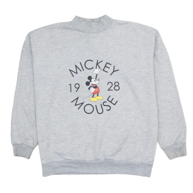 Disney 90's Mickey Mouse Grey Turtle Neck Sweatshirt Women XXL sold by Vintage Club