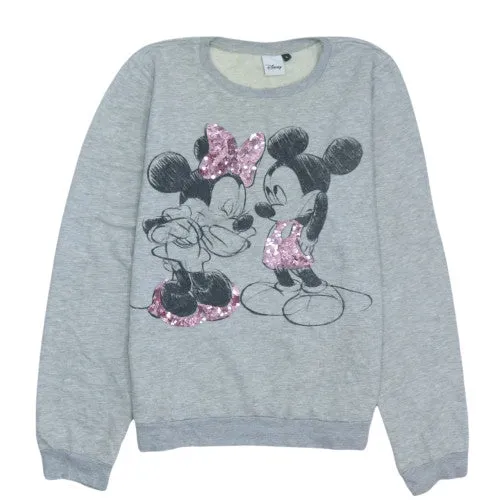 Vintage Disney 90's Grey Sequin Sweatshirt S Mickey Minnie Retro sold by Vintage Club