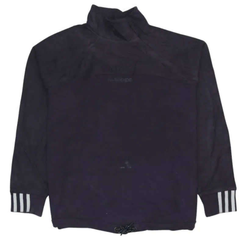 Adidas Dark Purple Sweatshirt Women’s Small High Neck Trefoil Logo Stripe Cuffs Pullover Top sold by Vintage Club