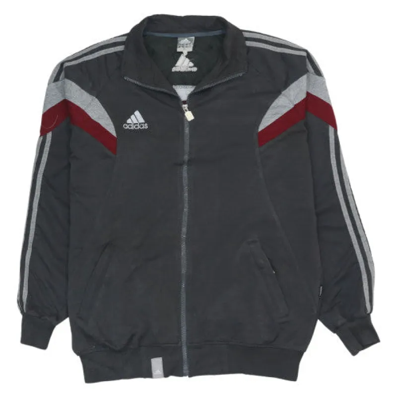 Adidas 90's Charcoal Grey Track Top XL Embroidered Striped Sleeves sold by Vintage Club
