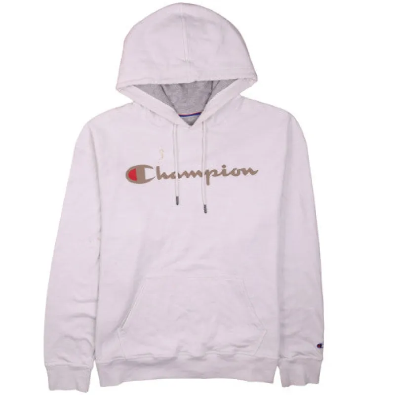 Champion Men’s XLarge 90's White Pullover Hoodie with Spellout Logo sold by Vintage Club