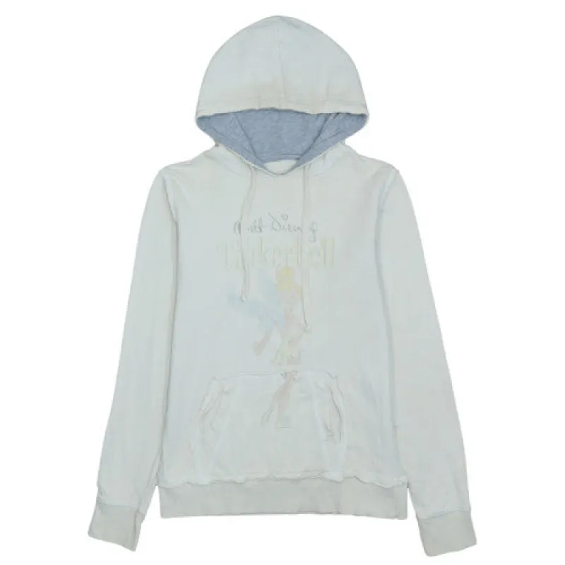 Disney Cream Hoodie Women’s XLarge Tinker Bell Printed Front Pouch Pullover Sweatshirt made by Disney