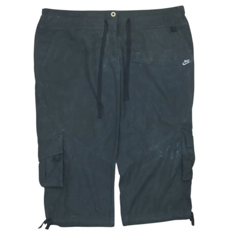 Nike Black Cargo Shorts Men's XLarge Embroidered Swoosh Drawstring Waist Utility Pockets sold by Vintage Club