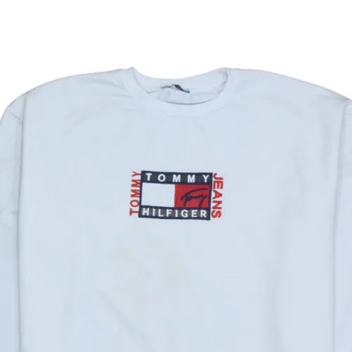 Tommy Hilfiger White Sweatshirt Women’s 3XL Embroidered Flag Logo Crewneck Pullover sold by Vintage Club product image thumbnail 3