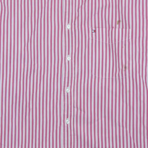 Tommy Hilfiger Pink White Stripe Shirt Men's Large Embroidered Chest Logo Button Down sold by Vintage Club product image thumbnail 4