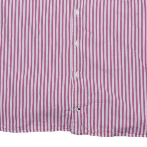 Tommy Hilfiger Pink White Stripe Shirt Men's Large Embroidered Chest Logo Button Down sold by Vintage Club product image thumbnail 5