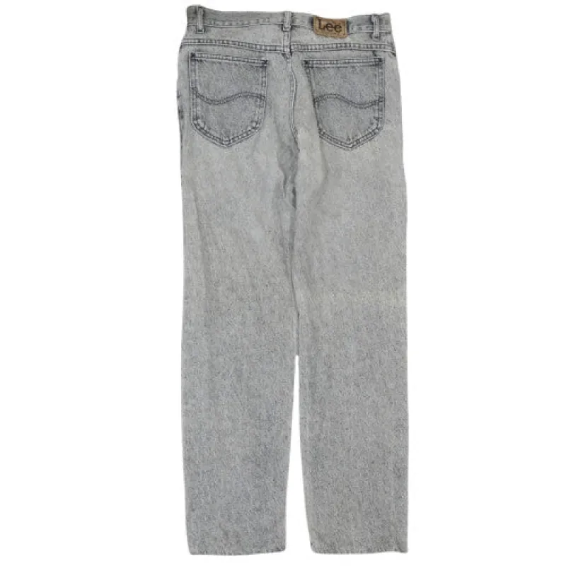 Lee Light Grey Acid Wash Jeans Men's 32 Straight Leg Five Pocket Denim Trousers made by Lee