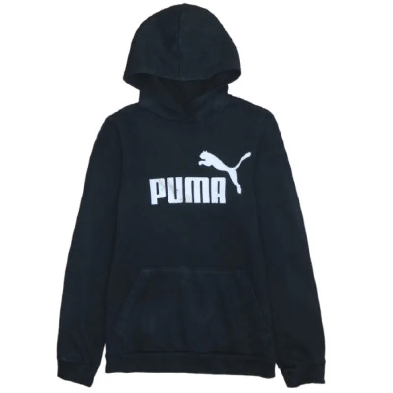 Puma Black Hoodie Women’s XLarge Printed Logo Front Pouch Pocket Pullover Sweatshirt sold by Vintage Club