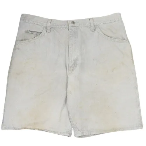 Wrangler Beige Denim Shorts Men's 38 Relaxed Fit Five Pocket Zip Fly Workwear sold by Vintage Club product image thumbnail 2