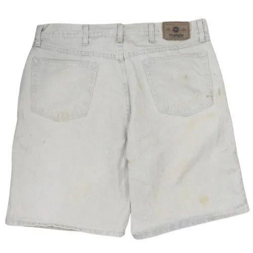 Wrangler Beige Denim Shorts Men's 38 Relaxed Fit Five Pocket Zip Fly Workwear sold by Vintage Club