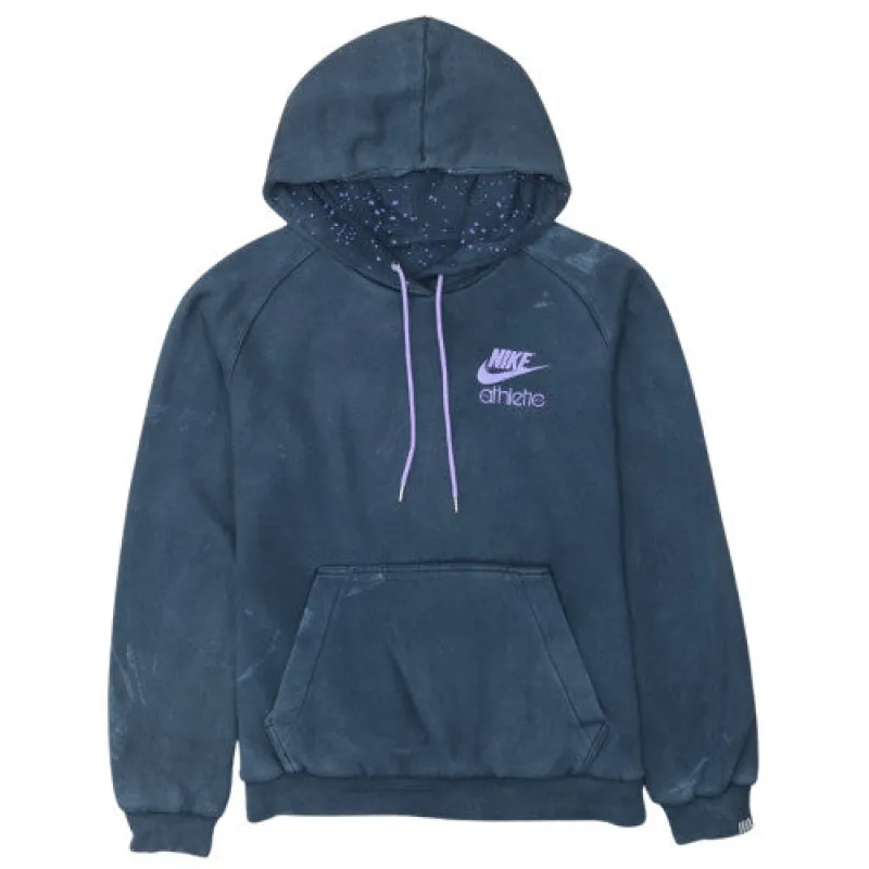 Nike Navy Blue Hoodie Men's Medium Printed Athletic Logo Drawstring Front Pocket Pullover Sweatshirt sold by Vintage Club