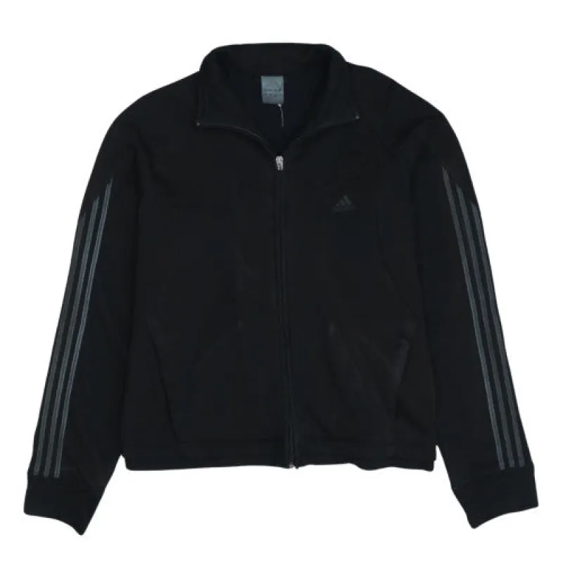 Adidas Black Full Zip Jacket Women’s Large Three Stripe Sleeves Embroidered Logo Track Top sold by Vintage Club