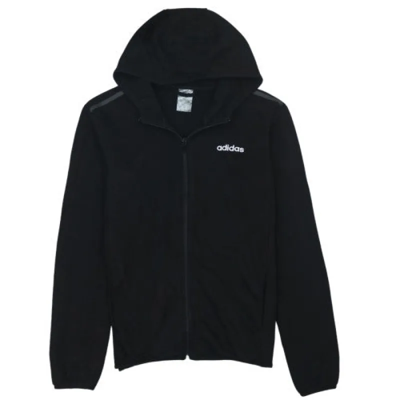 Adidas Black Full Zip Hoodie Men's Medium White Printed Logo Casual Sweatshirt Top sold by Vintage Club