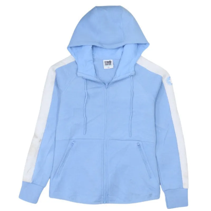 Gym Coffee Light Blue Hoodie Men's Small Full Zip White Sleeve Panels Athleisure Sweatshirt sold by Vintage Club