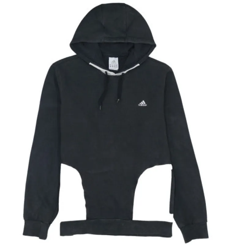 Adidas Black Hoodie Men's XLarge Embroidered Chest Logo Drawstring Hood Pullover Sweatshirt sold by Vintage Club