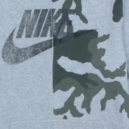 Nike Grey Hoodie Men's Small Printed Logo Camo Panel Kangaroo Pocket Pullover Sweatshirt sold by Vintage Club product image thumbnail 4