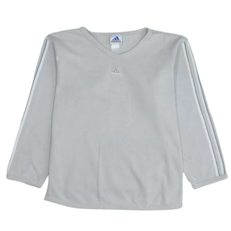 Adidas Light Grey Sweatshirt Men's Large Three Stripe Sleeves Small Logo Pullover Top made by Adidas