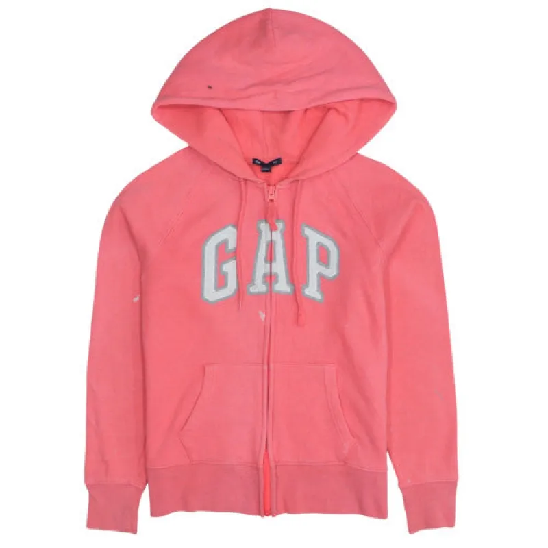 Gap Coral Pink Hoodie Men's Small Full Zip Embroidered Logo Kangaroo Pockets Sweatshirt made by Vintage Club