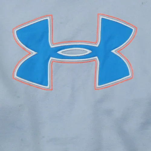 Under Armour Light Grey Hoodie Men's Large Printed Logo Kangaroo Pocket Pullover Sweatshirt sold by Vintage Club product image thumbnail 4