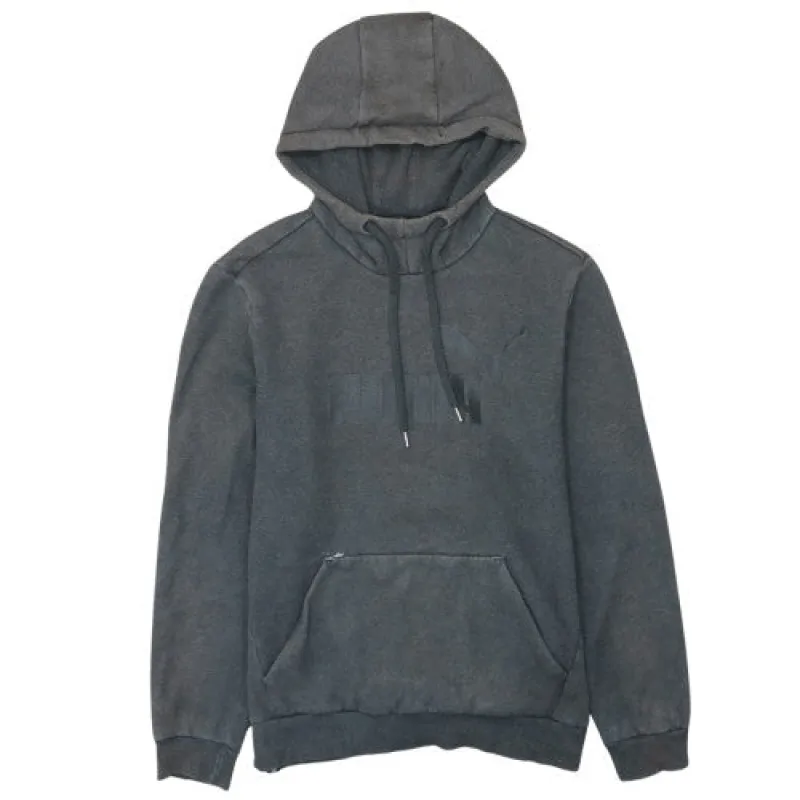 Puma Dark Grey Hoodie Men's Medium Printed Logo Kangaroo Pocket Pullover Sweatshirt sold by Vintage Club