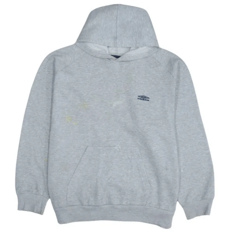 Umbro Grey Hoodie Men's XLarge Embroidered Chest Logo Kangaroo Pocket Pullover Sweatshirt sold by Vintage Club