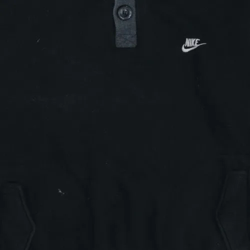 Nike Black Hoodie Men’s XXLarge Button Neck Embroidered Swoosh Kangaroo Pockets Pullover sold by Vintage Club product image thumbnail 4